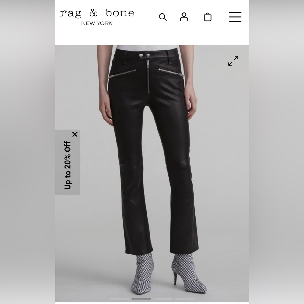 Rag & Bone BRAXTON Black Leather Pants
Size 6